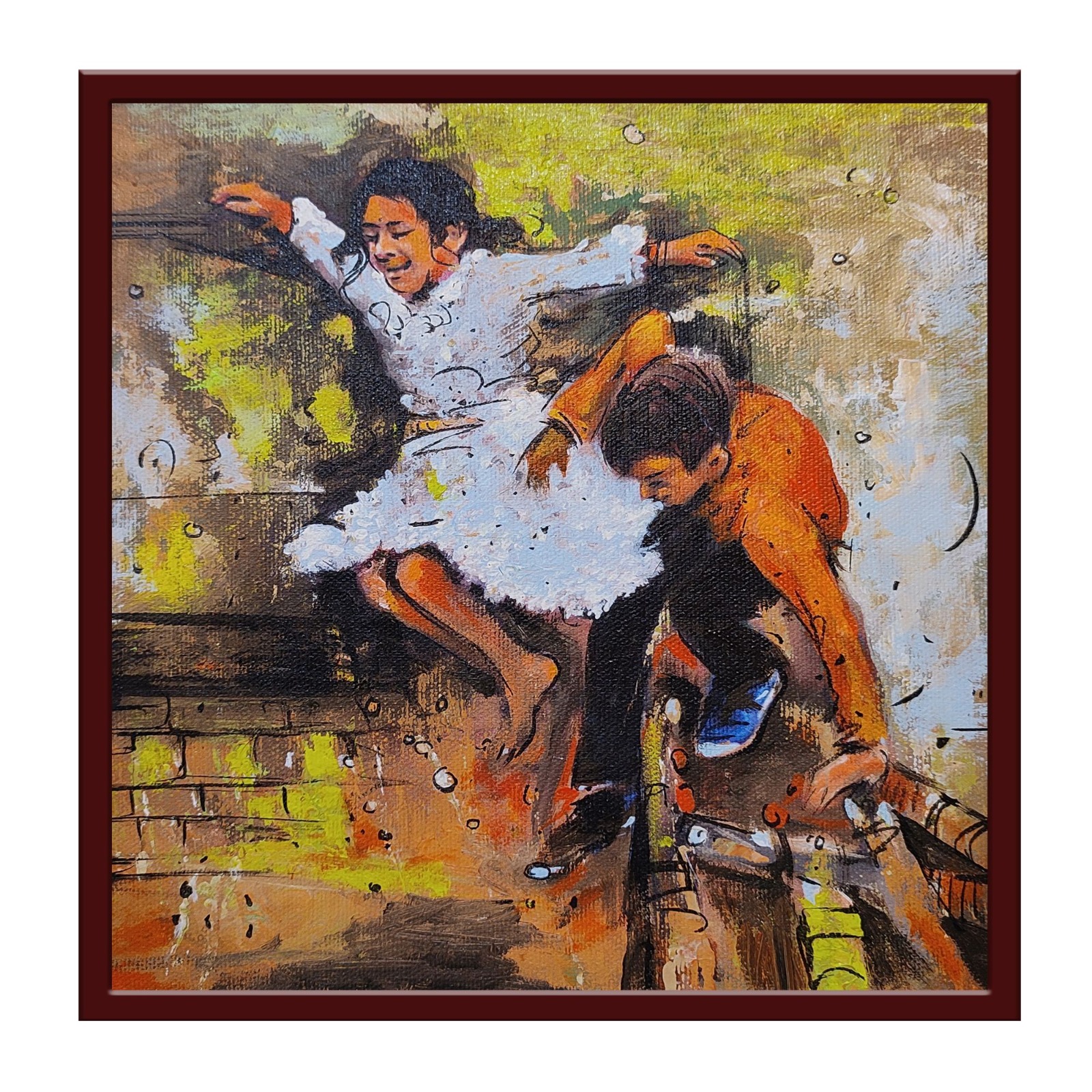 Children Joyfully Playing in Rain