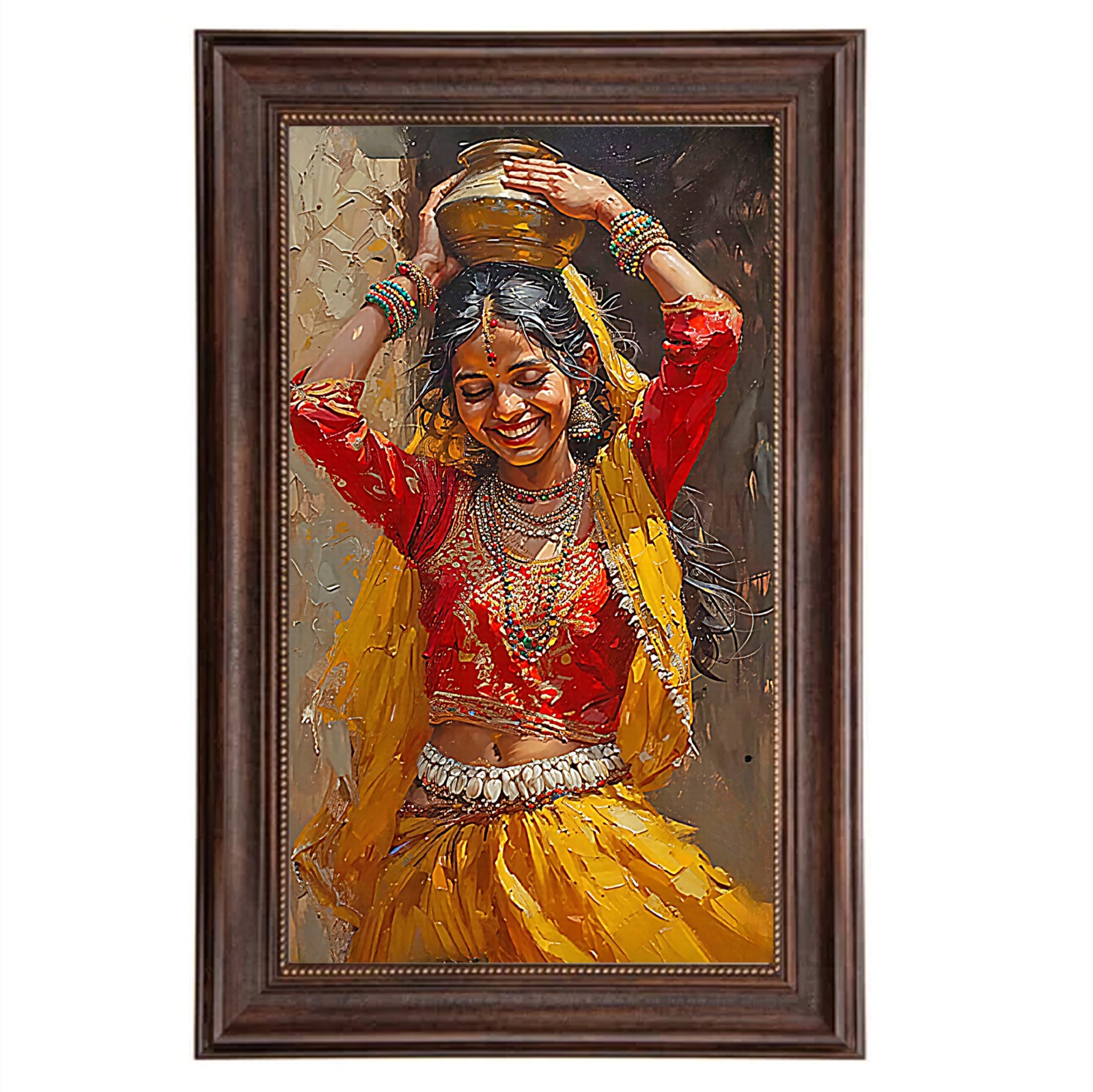 Smiling Woman Carrying Water Pot