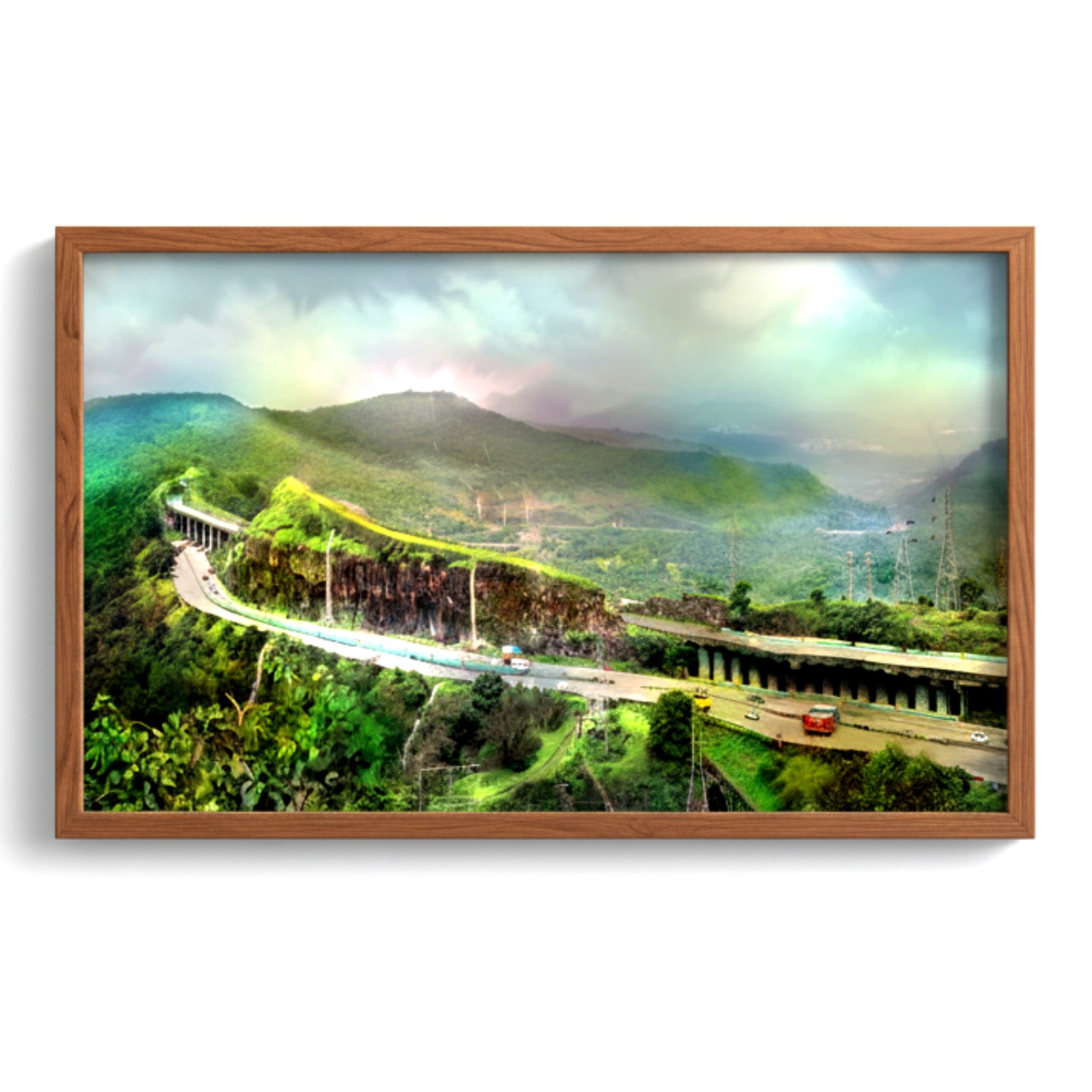 Curved Road Through Mountains